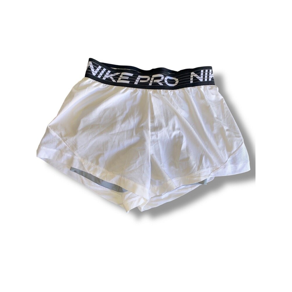 Nike women's pro dri-fit 2-in-1 white shorts size small